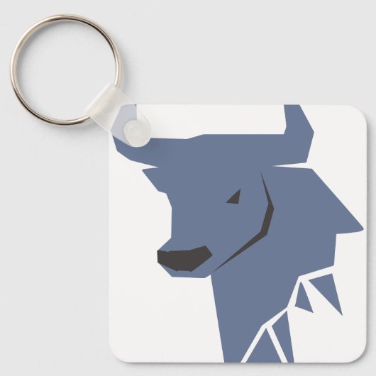Blue Bull Zodiac – Cool Taurus Silhouette Keychain (Voorkant)