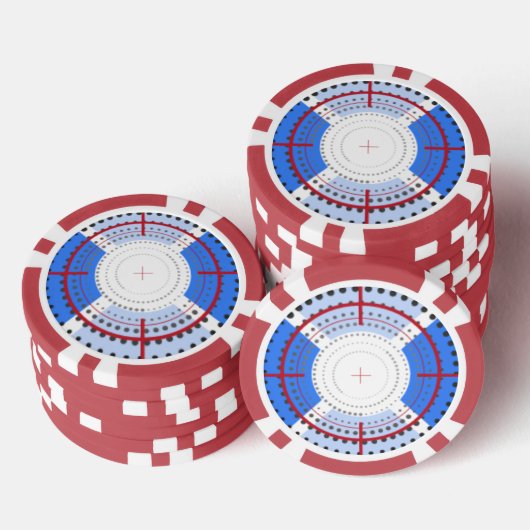 Blue Bullseye Poker Chips (Opstapeling)