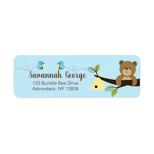 Blue Bumble Bee en Honey Beer Adresetiketten Etiket (Voorkant)