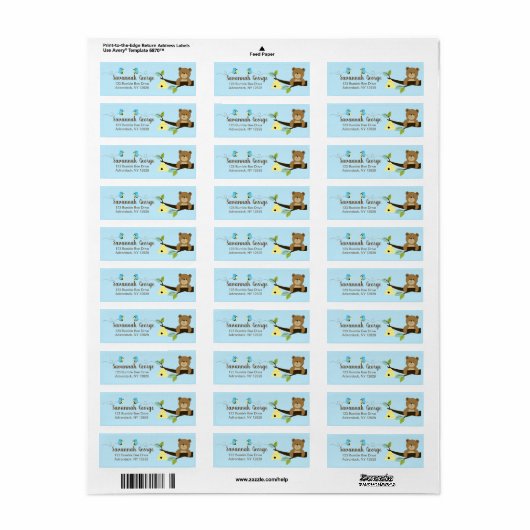 Blue Bumble Bee en Honey Beer Adresetiketten Etiket (Full Sheet)