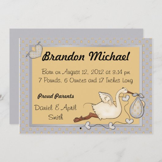 Blue Bundle of Joy Baby Aankondigingen (Voorkant / Achterkant)