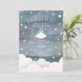Blue Bundle of Joy Clouds + Stars Waterverf Baby Kaart (Staand voorkant)