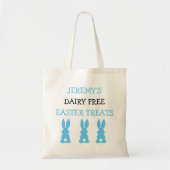 Blue Bunnies Food Allergy Personalized Easter Tote Bag (Voorkant)