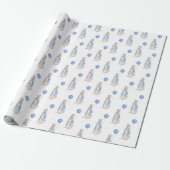 Blue Bunny Animal Baby shower Cadeaupapier (Uitgerold)