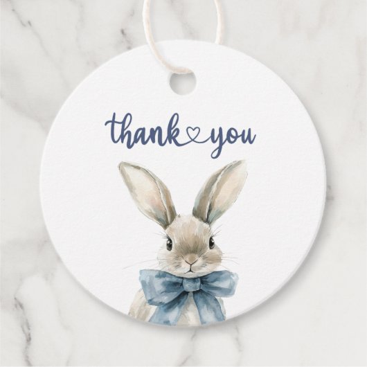 Blue Bunny Baby shower Bedankjes Labels (Voorkant)