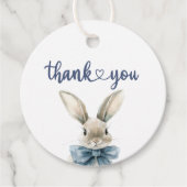Blue Bunny Baby shower Bedankjes Labels (Voorkant)