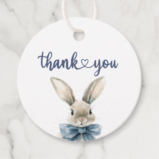 Blue Bunny Baby shower Bedankjes Labels (Voorkant)