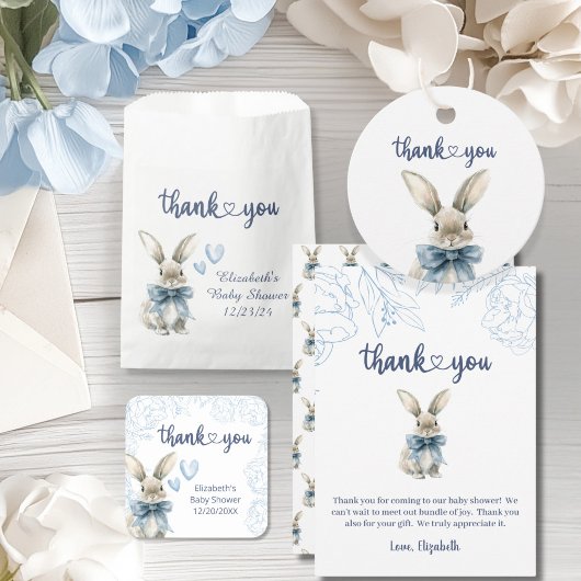 Blue Bunny Baby shower Bedankjes Labels