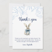 Blue Bunny Baby shower Bedankkaart (Voorkant)