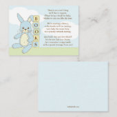 Blue Bunny Baby shower Boek Invoegen Verzoek Kaart (Voorkant / Achterkant)