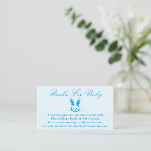 Blue Bunny Baby shower Books for Baby card Informatiekaartje (Staand voorkant)