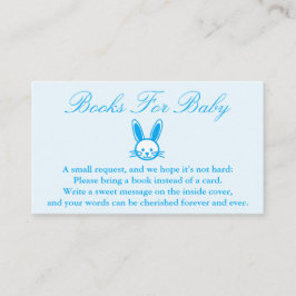 Blue Bunny Baby shower Books for Baby card Informatiekaartje