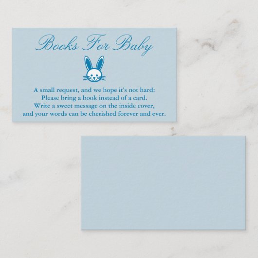 Blue Bunny Baby shower Books for Baby card Informatiekaartje (Voorkant / Achterkant)