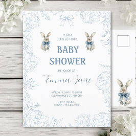 Blue Bunny Baby shower Briefkaart