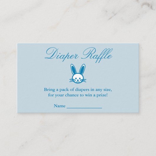 Blue Bunny Baby shower Diaper Raffle Informatiekaartje (Voorkant)