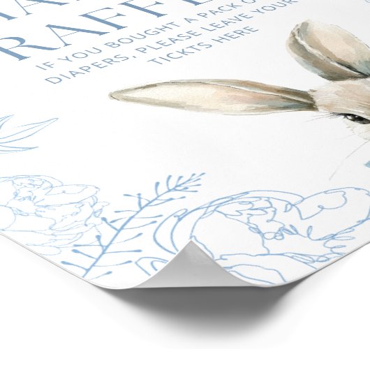 Blue Bunny Baby shower Diaper Raffle Poster (Hoek)