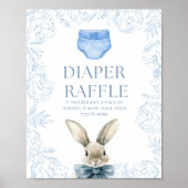 Blue Bunny Baby shower Diaper Raffle Poster (Voorkant)