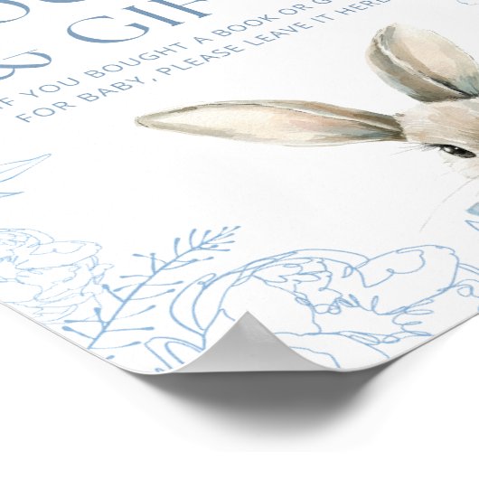 Blue Bunny Baby shower Diaper Raffle Poster (Hoek)