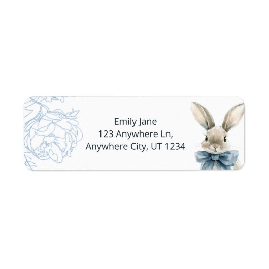 Blue Bunny Baby shower Etiket (Voorkant)