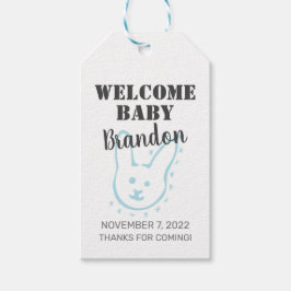 Blue Bunny Baby shower Favor Gift Labels Cadeaulabel