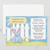 Blue Bunny Baby shower Invitation Kaart (Voorkant / Achterkant)