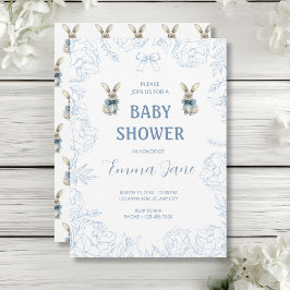 Blue Bunny Baby shower Kaart