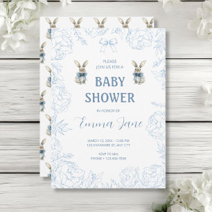 Blue Bunny Baby shower Kaart