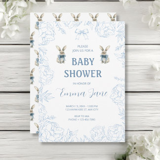 Blue Bunny Baby shower Kaart