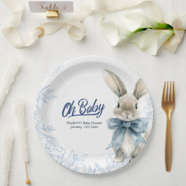 Blue Bunny Baby shower Papieren Bordje