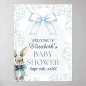 Blue Bunny Baby shower Welkom Poster (Voorkant)