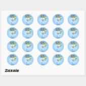 Blue Bunny Birthday Cartoon Ronde Sticker (Vel)