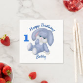 Blue Bunny Boys 1st Birthday Personalize Name Age Servet (Insitu)