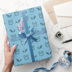 Blue Bunny Carrot Baby Wrapping Paper Cadeaupapier
