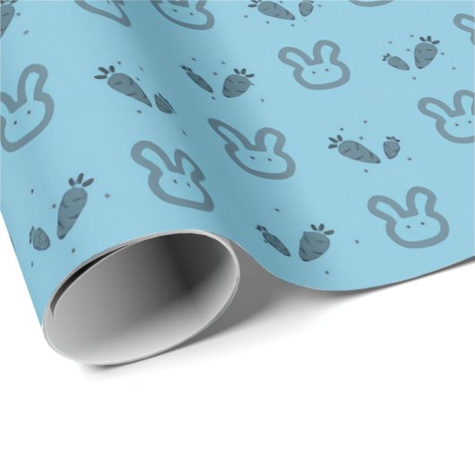 Blue Bunny Carrot Baby Wrapping Paper Cadeaupapier (Rol Hoek)