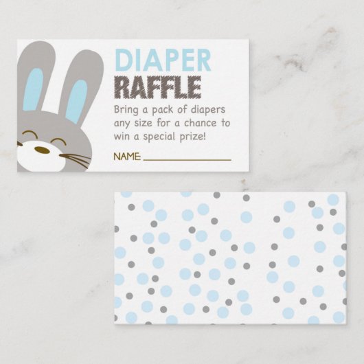 Blue Bunny Diaper Raffle Ticket Informatiekaartje (Voorkant / Achterkant)