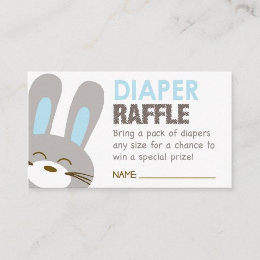 Blue Bunny Diaper Raffle Ticket Informatiekaartje (Voorkant)