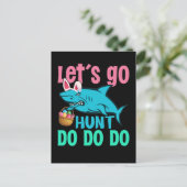Blue Bunny Ears Shark Easter Hunt Briefkaart (Staand voorkant)
