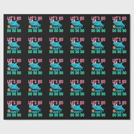 Blue Bunny Ears Shark Easter Hunt Cadeaupapier (Vlak)