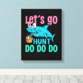 Blue Bunny Ears Shark Easter Hunt Canvas Afdruk (Insitu (Houten vloer))