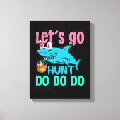 Blue Bunny Ears Shark Easter Hunt Canvas Afdruk (Voorkant)