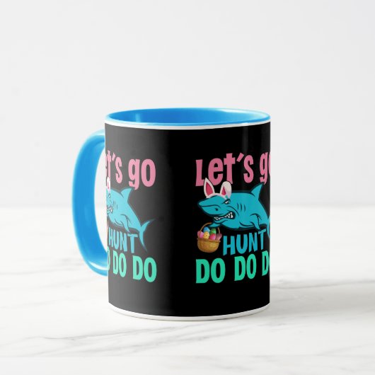 Blue Bunny Ears Shark Easter Hunt Mok (Voorkant links)