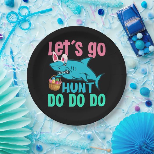 Blue Bunny Ears Shark Easter Hunt Papieren Bordje (Feest)