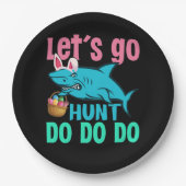 Blue Bunny Ears Shark Easter Hunt Papieren Bordje (Voorkant)