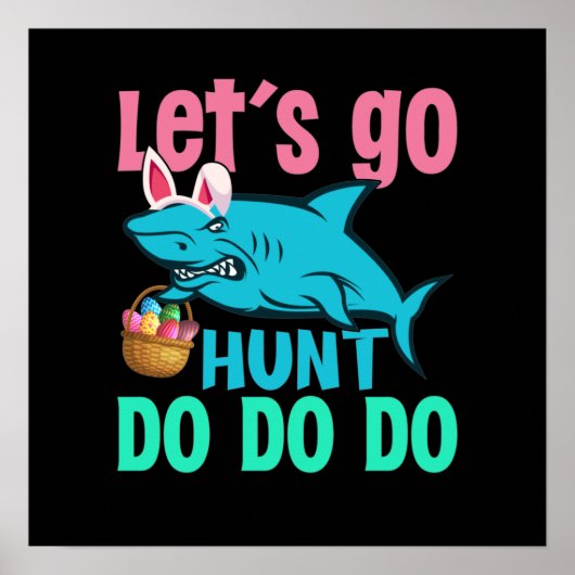 Blue Bunny Ears Shark Easter Hunt Poster (Voorkant)