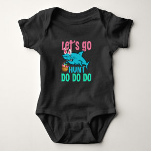 Blue Bunny Ears Shark Easter Hunt Romper