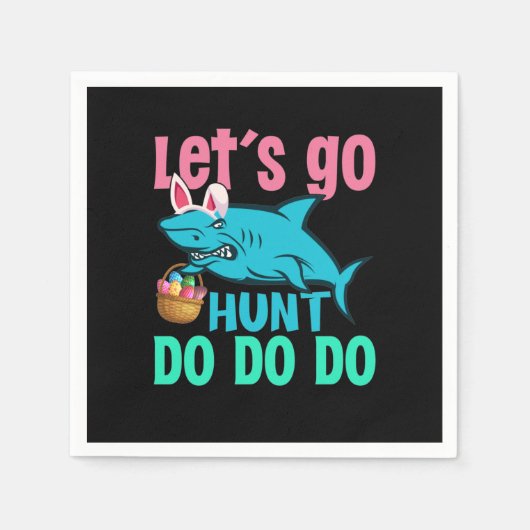 Blue Bunny Ears Shark Easter Hunt Servet (Voorkant)