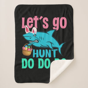 Blue Bunny Ears Shark Easter Hunt Sherpa Deken