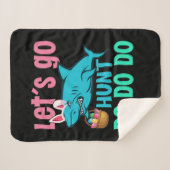 Blue Bunny Ears Shark Easter Hunt Sherpa Deken (Voorkant (horizontaal))