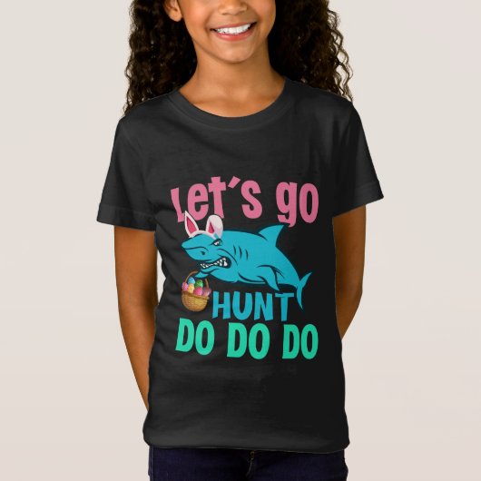 Blue Bunny Ears Shark Easter Hunt T-shirt (Voorkant)