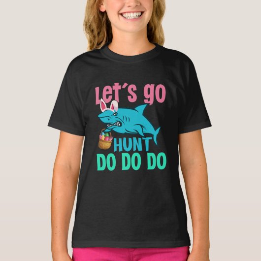 Blue Bunny Ears Shark Easter Hunt T-shirt (Voorkant)